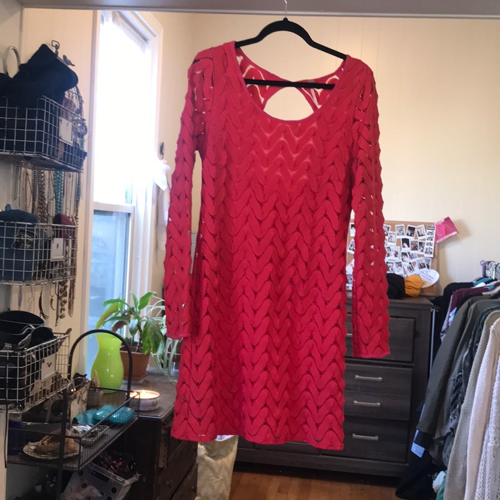 Large red Free People mini dress